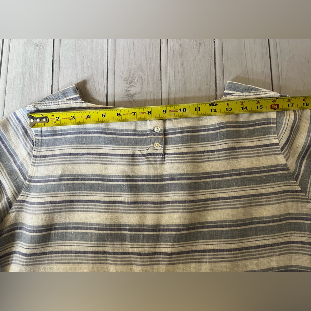 Women’s L.L. Bean 100% linen blue white stripe pullover boatneck tunic. Large P - Picture 14 of 14